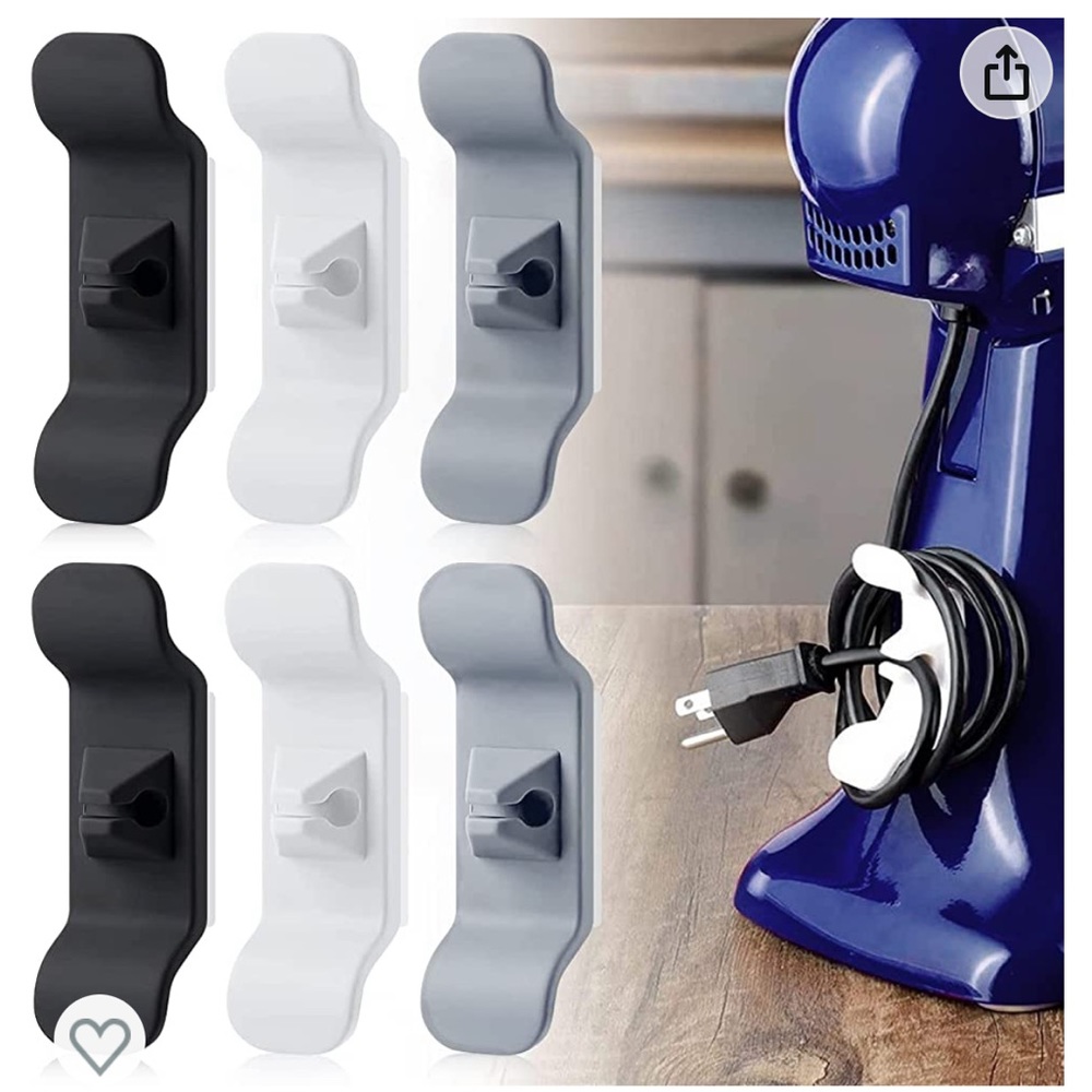 Cord organizer for appliance, black white grey